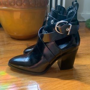 black heeled zara strappy booties